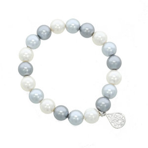 CLARISSA - Jewel made of white, light and dark grey pearls and rodhium charm :a touch of everyday elegance! - A.Z. Bigiotterie