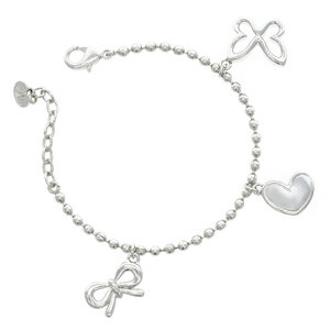 EMILIE - A bracelet in rodhium with three charms: a heart, a bow and a butterfly...very feminine and elegant! - A.Z. Bigiotterie