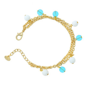 AZZURRA - AZZURRA is a bracelet made in light gold and turquoise and white spheres: it  can be worn everyday as it has delicate and refined tones. - A.Z. Bigiotterie