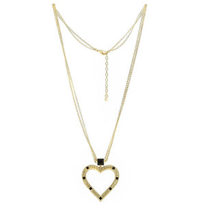 QUEEN OF HEARTS - QUEEN OF HERTS is a necklace made of light gold with a lovely charm with the shape of a heart, surrounded by black stones which give a gritty but also elegant look! - A.Z. Bigiotterie