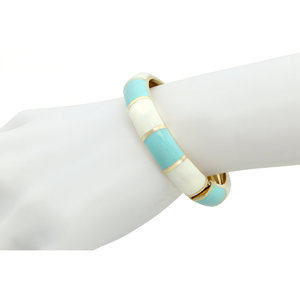 SMALL PERFECT CIRCLE - SMALL PERFECT CIRCLE is a bangle made of light gold with white and light turquoise enamel. It's perfect for a simple daily look! - A.Z. Bigiotterie