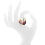 TRILOGY 2 - TRILOGY &egrave; un anello in oro chiaro, pieno di luce grazie alle sue tre pietre in colore cristallo, ametista e light ametista, contornate da strass in light rose.

Disponibile dalla misura 9 alla 25. - A.Z. Bigiotterie