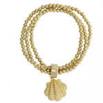 SEA WORLD - Elastic bracelet made of light gold with shell charm, a perfect gift idea! - A.Z. Bigiotterie